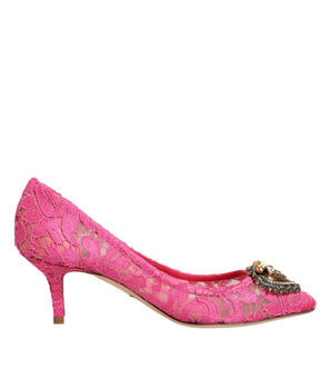 Dolce & Gabbana Pink Taormina Lace DEVOTION Pumps Shoes