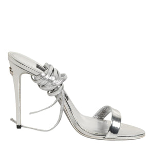 Dolce &amp; Gabbana Silver Strappy High Heel Sandals Shoes