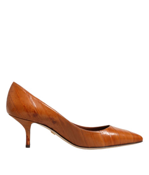 Dolce & Gabbana Brown Leather Kitten Heels Pumps Shoes