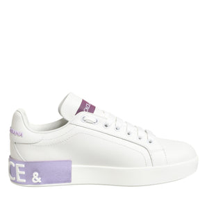 Dolce &amp; Gabbana White Purple Leather Casual Tennis Shoes