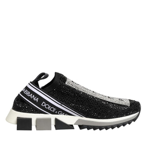 Dolce &amp; Gabbana Black Silver Slip On Sorrento Tennis Shoes
