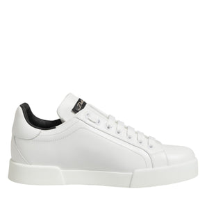 Dolce & Gabbana White Leather Lace Up Low Top Sneakers Shoes