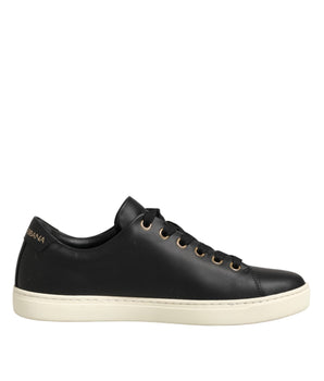 Dolce & Gabbana Black Leather Sacred Heart Sneakers Shoes