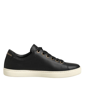 Dolce & Gabbana Black Leather Sacred Heart Sneakers Shoes