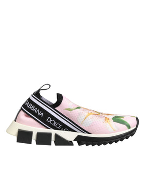 Dolce & Gabbana Pink Floral Sorrento Low Top Sneakers Shoes