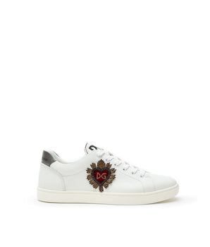 Dolce &amp; Gabbana White Leather Low Top Sneakers
