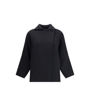 Ella Black Merino Wool Coat