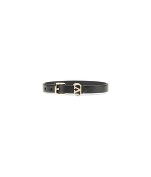 Valentino Garavani Black Calf Leather Bos Taurus Bracelet