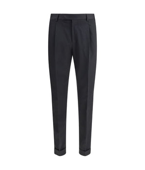 PT Torino Black Fleece Wool Casual Pants