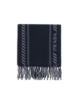 Prada Blue Fleece Wool Scarf