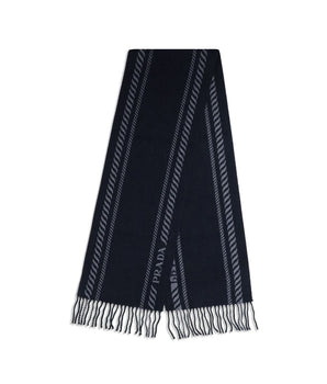 Prada Blue Fleece Wool Scarf