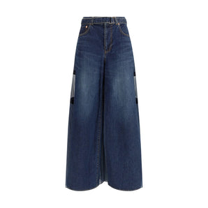 Sacai Blue Cotton Cropped Jeans