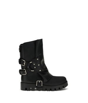 Dolce & Gabbana Black Calf Leather Bos Taurus Ankle Boots