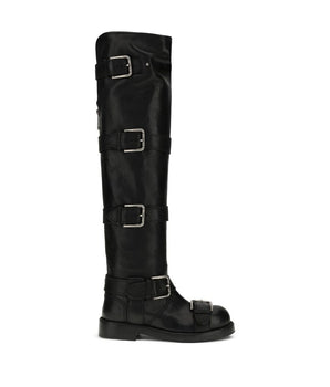 Dolce & Gabbana Black Calf Leather Bos Taurus Lace-Up Boots
