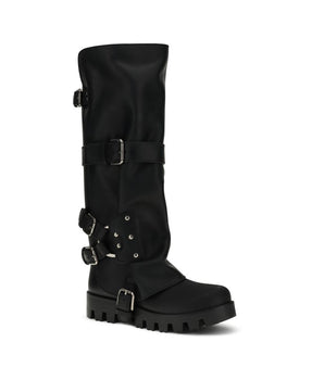 Dolce & Gabbana Black Calf Leather Bos Taurus Lace-Up Boots