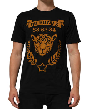 Dolce & Gabbana Black DG Royals Cotton Crew Neck Men T-shirt