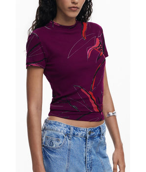 Desigual Purple Elastane T-Shirt