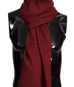 Dolce & Gabbana Red DG Crown Cashmere Silk Shawl Fringe Wrap Scarf