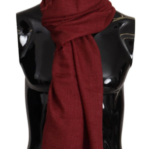 Dolce & Gabbana Red DG Crown Cashmere Silk Shawl Fringe Wrap Scarf