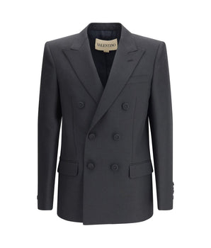 Valentino Black Polyester Coat