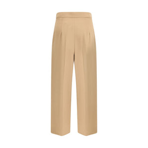 Max Mara Beige Fleece Wool Casual Pants