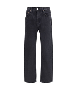 Agolde Black Cotton Straight-Leg Jeans