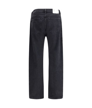 Agolde Black Cotton Straight-Leg Jeans