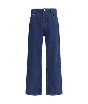 Ami Paris Blue Cotton Straight-Leg Jeans