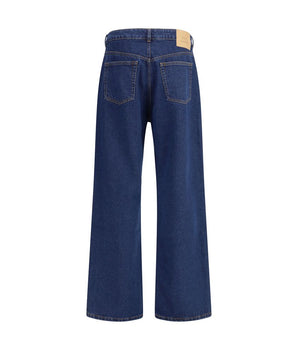 Ami Paris Blue Cotton Straight-Leg Jeans