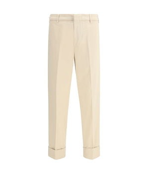 Cruna Beige Cotton Casual Pants