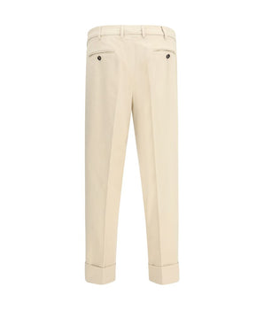 Cruna Beige Cotton Casual Pants