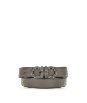 Ferragamo Gray Calf Leather Bos Taurus Belt