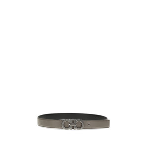 Ferragamo Gray Calf Leather Bos Taurus Belt