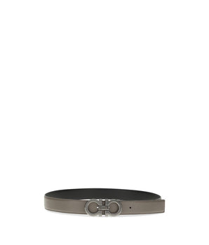 Ferragamo Gray Calf Leather Bos Taurus Belt