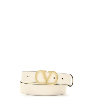 Valentino Garavani White Calf Leather Bos Taurus Regular Belt