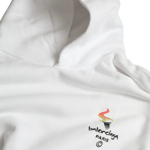 Balenciaga White Cotton Hooded Pullover OVERSIZE Sweater