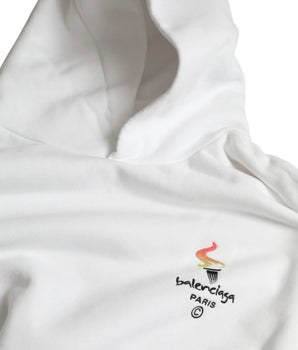Balenciaga White Cotton Hooded Pullover OVERSIZE Sweater