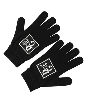 Dolce & Gabbana Black Virgin Wool Knit Hands Mitten Men Gloves