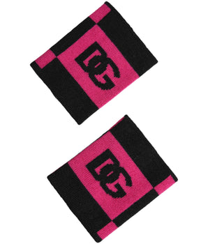 Dolce & Gabbana Black Pink DG Logo Cashmere 1 Pair Wristband