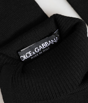 Dolce & Gabbana Black Virgin Wool Knitted Fingerless Men Gloves