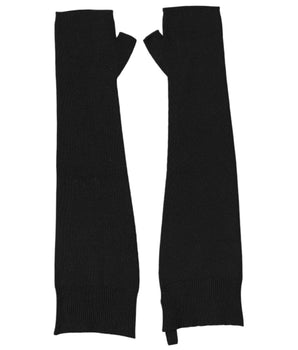 Dolce & Gabbana Black Virgin Wool Knitted Fingerless Men Gloves