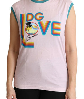 Dolce & Gabbana Multicolor DG Love Cotton Round Neck Tank Tops