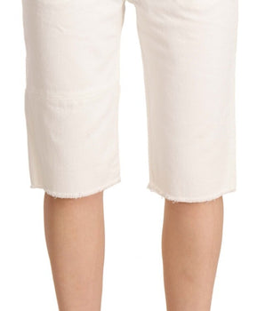 Maison Margiela White Mid Waist Knee Length Bermuda Shorts