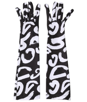 Dolce & Gabbana Black White DG Logo Elbow Length Mitten Gloves