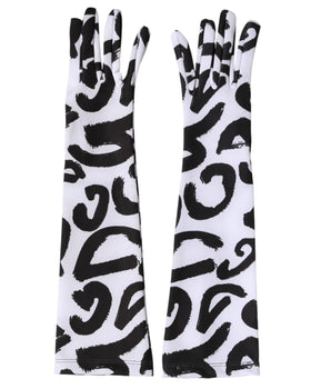 Dolce & Gabbana Black White DG Logo Elbow Length Mitten Gloves