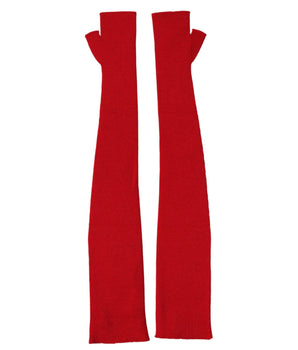 Dolce & Gabbana Red Wool Knitted Fingerless Elbow One Length Gloves