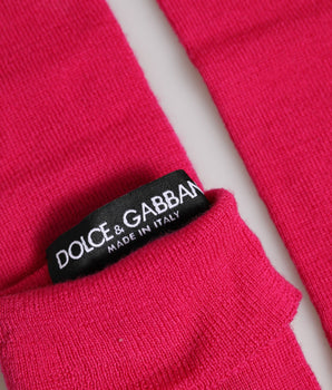 Dolce & Gabbana Pink Wool Fingerless Elbow Length Mitten Gloves