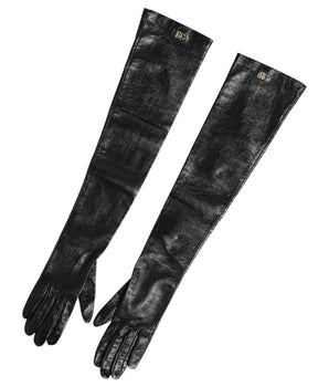 Dolce & Gabbana Black Polyester Elbow Length Mitten Gloves