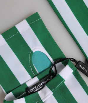 Dolce & Gabbana Green White Nylon Fingerless Wrist Length Gloves