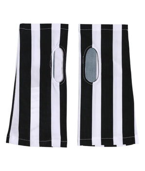 Dolce & Gabbana Black White Nylon Fingerless Wrist Length Gloves